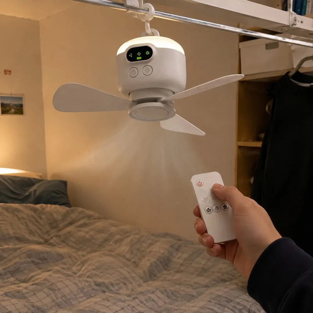 Campingfläkt – uppladdningsbar hängfläkt med USB-C - sparklar.se