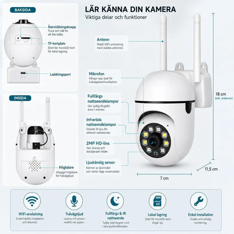 WiFi-övervakningskamera 2–3 MP – mörkerseende och tvåvägsljud – Sparklar