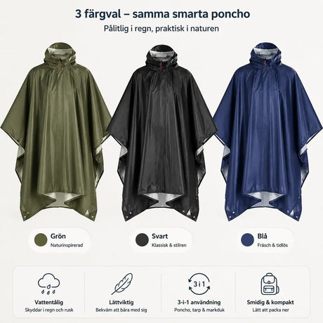 Regnponcho 3-i-1 – poncho, tarp och markduk - sparklar.se