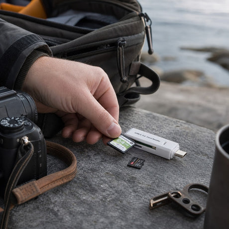 Svart USB-C-kortläsare för SD och microSD – produktbild 4