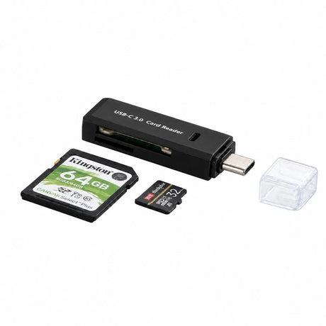 Svart USB-C-kortläsare för SD och microSD – Sparklar