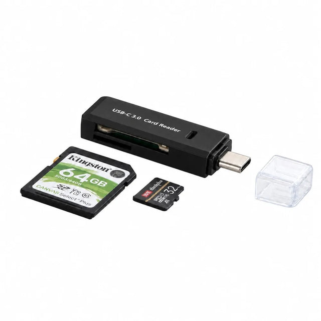Svart USB-C-kortläsare för SD och microSD – Sparklar