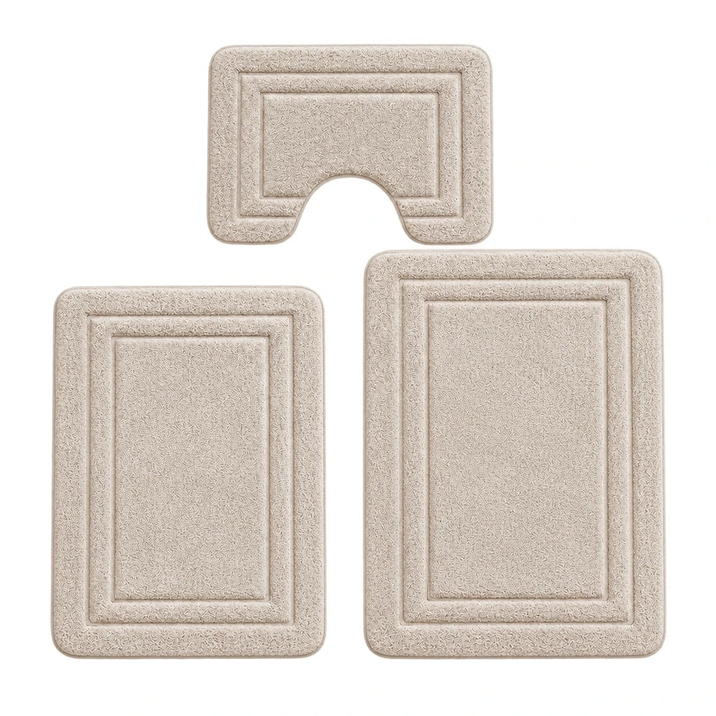 Beige badrumsmattor i tre delar