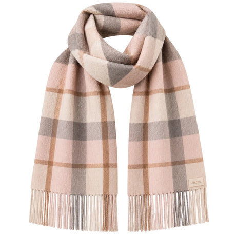 Rosa rutig scarf med fransar