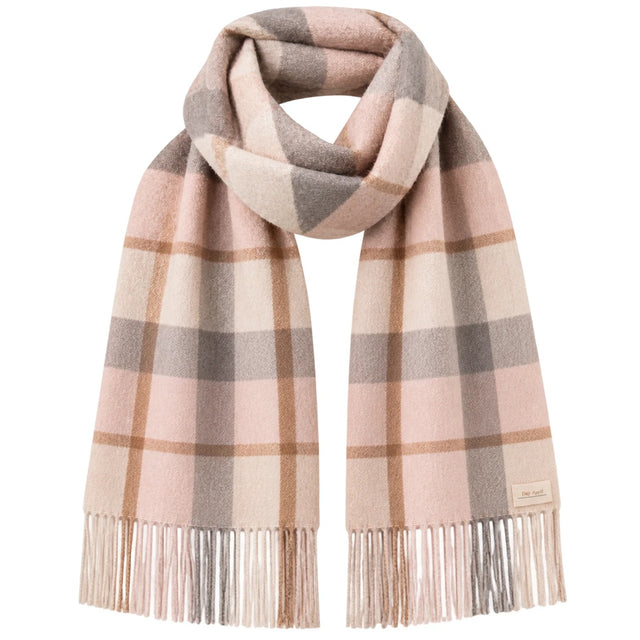 Rosa rutig scarf med fransar