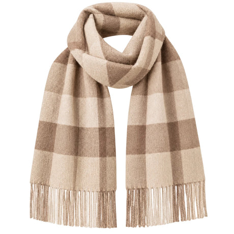 Beigerutig scarf med fransar