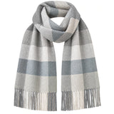 Blågrön rutig scarf med fransar