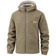 Beige fleecejacka med huva