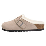 Gråbeige fodrad slip-on-sko med spänne