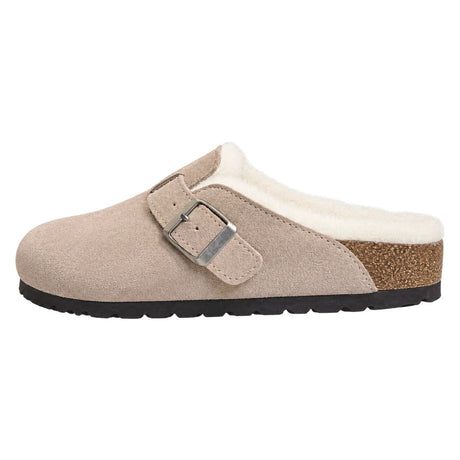 Gråbeige fodrad slip-on-sko med spänne