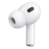 Närbild av en vit in-ear-hörlur